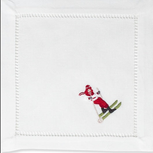 Set of 4 Skier Cocktail Napkins