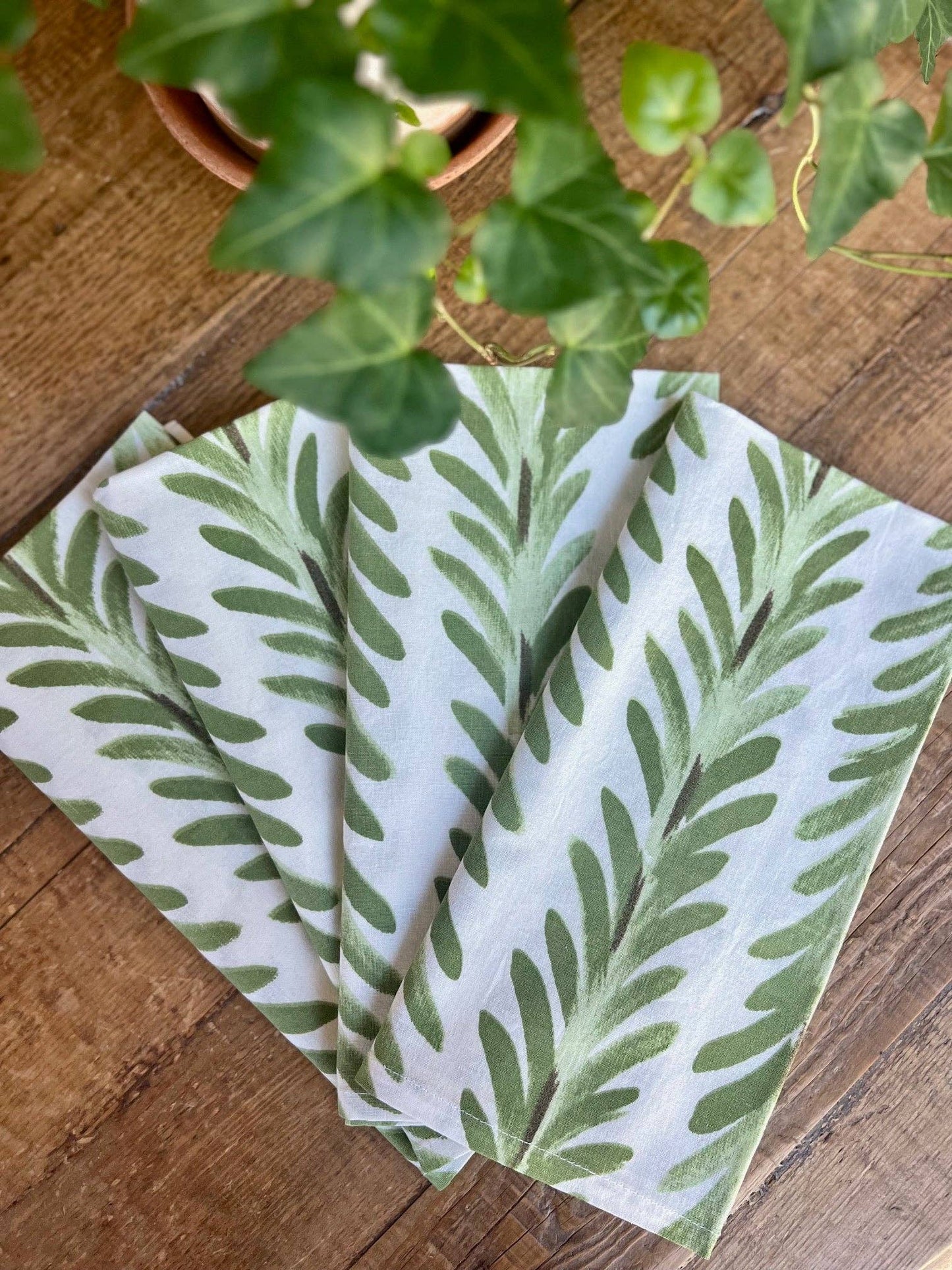 Ferns Napkins in Moss Green - Set of 4